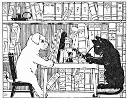 Cat & Dog Reading at Library
